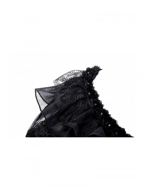Black Romantic Rose Lace Splicing Trumpet Sleeves Gothic Style Cloak