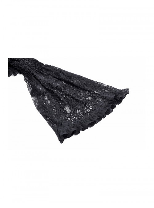 Black Romantic Rose Lace Splicing Trumpet Sleeves Gothic Style Cloak