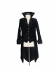 Men Glass Patterned Button Gothic Hand-Embroidered Fake Two Pieces Black Velvet Coats
