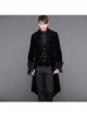 Men Glass Patterned Button Gothic Hand-Embroidered Fake Two Pieces Black Velvet Coats