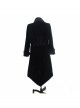 Men Glass Patterned Button Gothic Hand-Embroidered Fake Two Pieces Black Velvet Coats