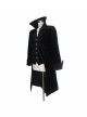 Men Glass Patterned Button Gothic Hand-Embroidered Fake Two Pieces Black Velvet Coats