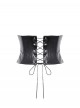 Black Cool Leather Splicing Retro Metal Buckle Bandage Wrap Design Punk Style Corset