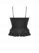 Black Sexy See Through Lace Splicing Metal Cross Decoration Gothic Style Tight Suspender Top