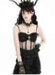 Black Sexy See Through Lace Splicing Metal Cross Decoration Gothic Style Tight Suspender Top
