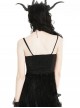 Black Sexy See Through Lace Splicing Metal Cross Decoration Gothic Style Tight Suspender Top