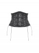 Black Retro Distressed Leather Cool Metal Rivet Decoration Strap Zipper Design Punk Style Corset