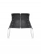 Black Retro Distressed Leather Cool Metal Rivet Decoration Strap Zipper Design Punk Style Corset