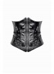 Black Leather Splicing Cool Metal Buckle Decoration Side Cross Straps Punk Style Corset