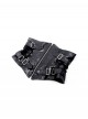 Black Leather Splicing Cool Metal Buckle Decoration Side Cross Straps Punk Style Corset