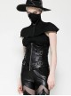 Black Leather Splicing Cool Metal Buckle Decoration Side Cross Straps Punk Style Corset