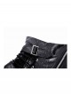 Black Leather Splicing Cool Metal Buckle Decoration Side Cross Straps Punk Style Corset