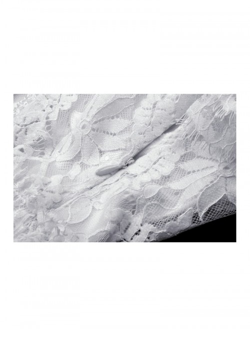 White Elegant Lace Splicing Sexy Cat Ear Suspender Design Gothic Style Fishtail Dress