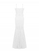 White Elegant Lace Splicing Sexy Cat Ear Suspender Design Gothic Style Fishtail Dress