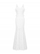 White Elegant Lace Splicing Sexy Cat Ear Suspender Design Gothic Style Fishtail Dress