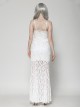 White Elegant Lace Splicing Sexy Cat Ear Suspender Design Gothic Style Fishtail Dress