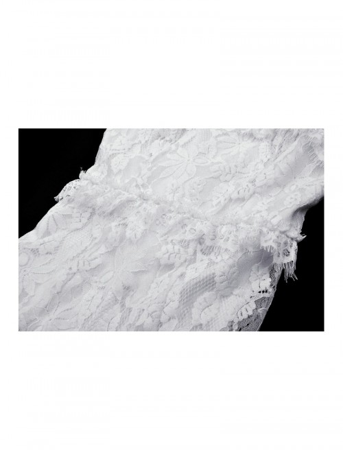 White Elegant Lace Splicing Sexy Cat Ear Suspender Design Gothic Style Fishtail Dress