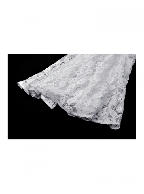White Elegant Lace Splicing Sexy Cat Ear Suspender Design Gothic Style Fishtail Dress