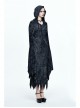 Gray Floral Branches Printed Irregular Pointy Burr Hem Knitted Hooded Punk Dress