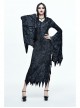 Gray Floral Branches Printed Irregular Pointy Burr Hem Knitted Hooded Punk Dress