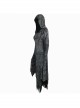 Gray Floral Branches Printed Irregular Pointy Burr Hem Knitted Hooded Punk Dress