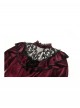 Wine Red Retro Velvet Lace Mesh Splicing Sweet Ruffle Bow Gothic Style Long Sleeves Dress