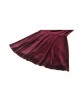 Wine Red Retro Velvet Lace Mesh Splicing Sweet Ruffle Bow Gothic Style Long Sleeves Dress