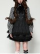 Black Unique Striped Metal Double-Breasted Decorative Hem Lace Splicing Gothic Style Suspender Doll Dress
