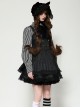 Black Unique Striped Metal Double-Breasted Decorative Hem Lace Splicing Gothic Style Suspender Doll Dress