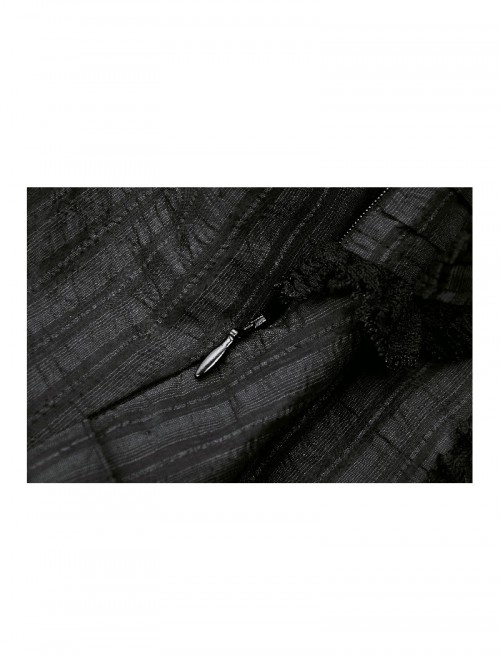 Black Unique Striped Metal Double-Breasted Decorative Hem Lace Splicing Gothic Style Suspender Doll Dress