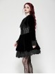 Black Luxury Velvet Lace Splicing Retro Metal Button Gothic Style Long Sleeves Dress