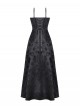 Black Lace Splicing Gorgeous Flower Decoration Embroidery Dark Pattern Gothic Style Suspender Dress