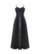 Black Lace Splicing Gorgeous Flower Decoration Embroidery Dark Pattern Gothic Style Suspender Dress