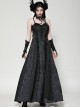Black Lace Splicing Gorgeous Flower Decoration Embroidery Dark Pattern Gothic Style Suspender Dress
