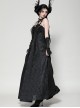 Black Lace Splicing Gorgeous Flower Decoration Embroidery Dark Pattern Gothic Style Suspender Dress