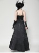 Black Lace Splicing Gorgeous Flower Decoration Embroidery Dark Pattern Gothic Style Suspender Dress