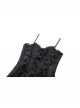 Black Lace Splicing Gorgeous Flower Decoration Embroidery Dark Pattern Gothic Style Suspender Dress