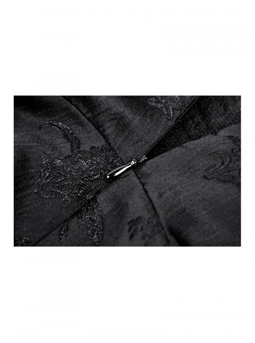 Black Lace Splicing Gorgeous Flower Decoration Embroidery Dark Pattern Gothic Style Suspender Dress