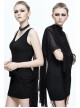 Spider Web Jacquard Mesh Bat Wings Shawl Side Lace-Up Black Punk Dress