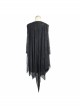 Spider Web Jacquard Mesh Bat Wings Shawl Side Lace-Up Black Punk Dress
