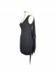 Spider Web Jacquard Mesh Bat Wings Shawl Side Lace-Up Black Punk Dress