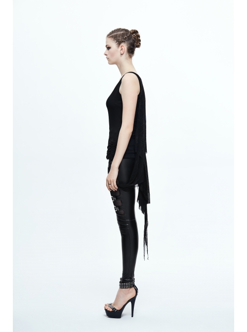 Spider Web Jacquard Mesh Bat Wings Shawl Side Lace-Up Black Punk Dress