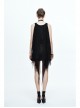 Spider Web Jacquard Mesh Bat Wings Shawl Side Lace-Up Black Punk Dress