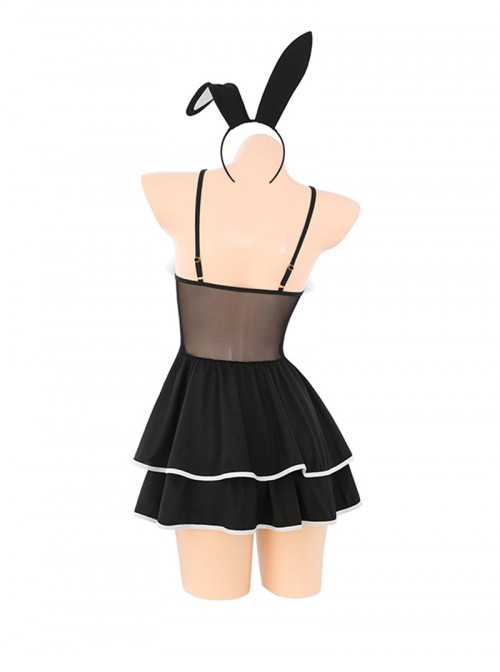 Blackened Bunny's Fantasy Adventure Suspender Dress Exposed Hips Bunny Girl Sexy Lingerie Set