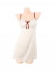 Cream Yellow Cute Small Floral Printed With Chest Pads Suspender Nightdress Sweet Style Sexy Lingerie