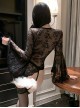 Wide Long Sleeves See-Through Lace Deep V Neck High Slits Exposed Hips Open Crotch Jumpsuit Sexy Lingerie
