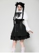 Black White Exquisite Lace Splicing Hollow Puff Sleeve Gothic Style Doll Dress