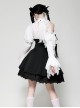Black White Exquisite Lace Splicing Hollow Puff Sleeve Gothic Style Doll Dress