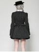 Black White Splicing Striped Ruffled Retro Lace Embellish College Style Gothic Style Long Sleeves Dress