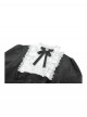 Black White Splicing Striped Ruffled Retro Lace Embellish College Style Gothic Style Long Sleeves Dress